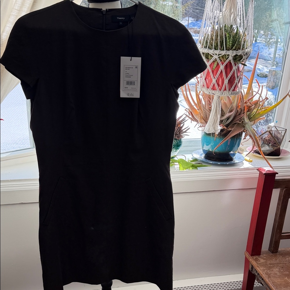 Theory Classic chocolate brown cap dress